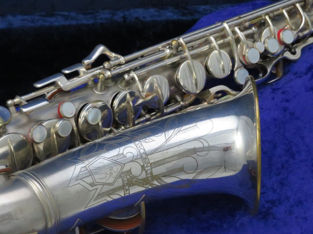 C.G. Conn Silver Alto Saxophone with Naked Lady 1935 Serial #M269360A C.G. Conn Silver Alto Saxophone with Naked Lady 1935 Serial #M269360A